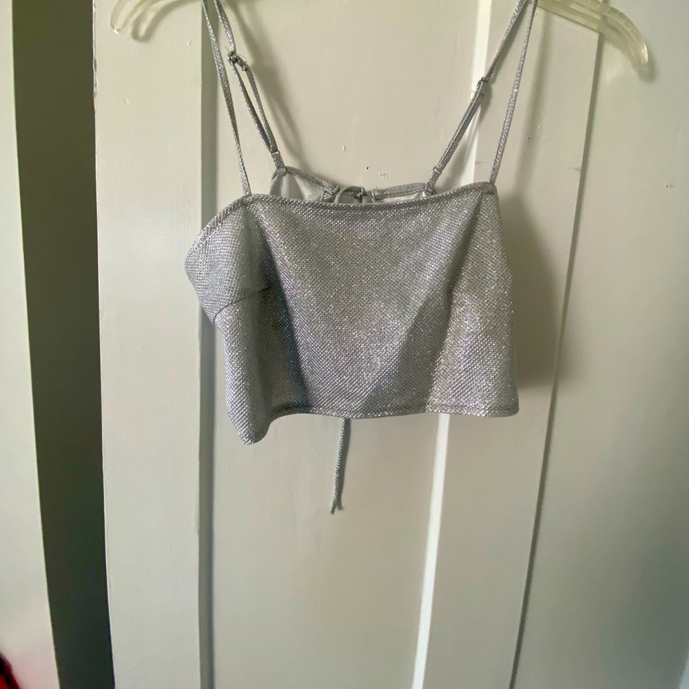 Silver h&m crop top
